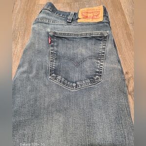 Levis 505 Jeans Mens 38x32 Blue Denim Distressed Straight Leg Waterless Pants